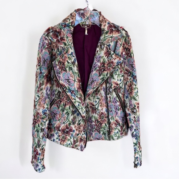 Free People Jackets & Blazers - Free People Floral Tapestry Moto Jacket